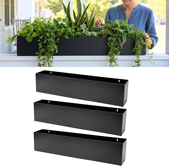 LaLaGreen Wall Planters for Outdoor Plants Carbon Steel Black Metal Hanging by L%C3%A1L%C3%A1Green