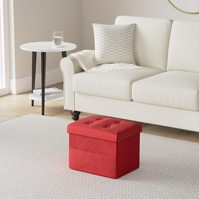 LINMAGCO Small Storage Ottoman Stool Foot Rest Stool Under Desk Stool Short - Image 2