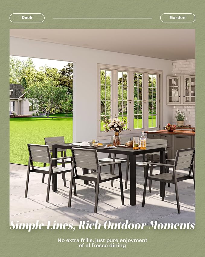 Outdoor Dining Chairs Set of 2, HDPS + Aluminum Patio Dining Chairs - Image 7