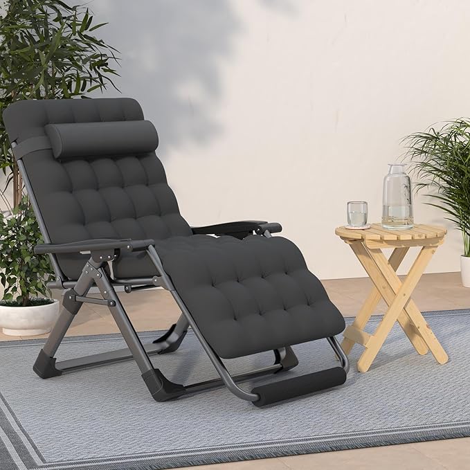 Suteck Oversized Zero Gravity Chair, 33In XXL Lounge Chair w/Removable - Image 2