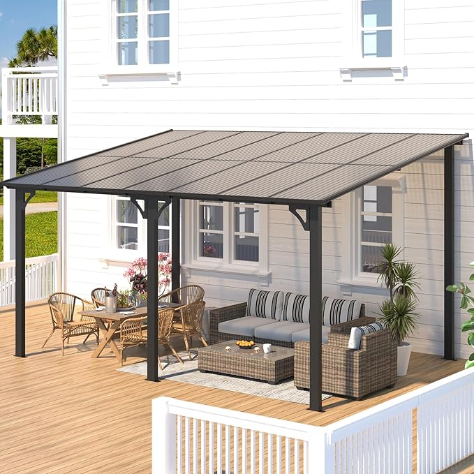AECOJOY 14' x 10' Gazebo for Patio, Hard Top Lean to Gazebo Pergola - Image 4
