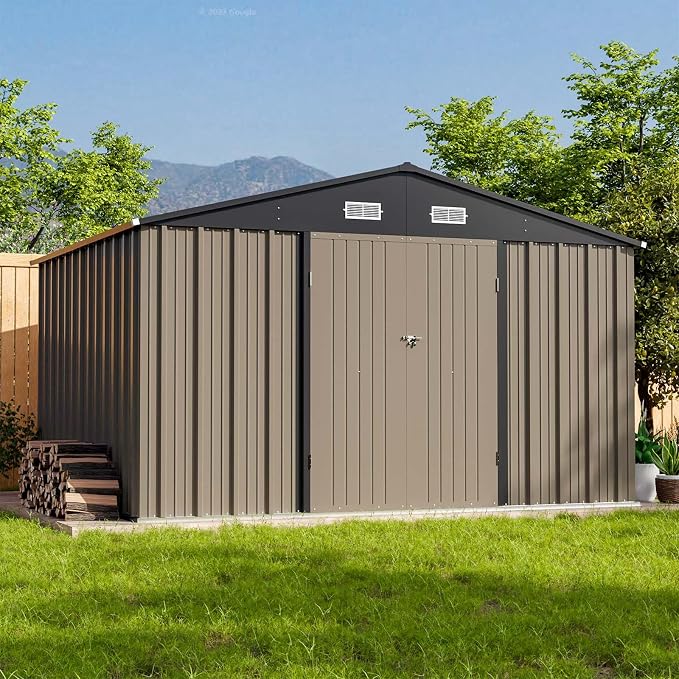 Patiowell 10 x 8 FT Outdoor Storage Shed, Large Garden Tool Metal Shed by Patiowell