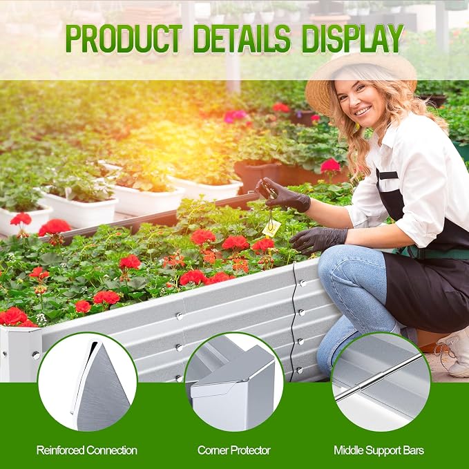Highpro Galvanized Raised Garden Bed Kit, 4×2×1ft Planter Box - Image 4