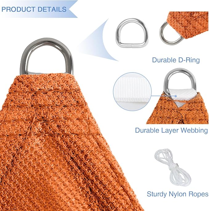 E&K Sunrise 28' x 28' x 28' Sun Shade Sail Triangle Canopy Shade Cover UV Block - Image 4