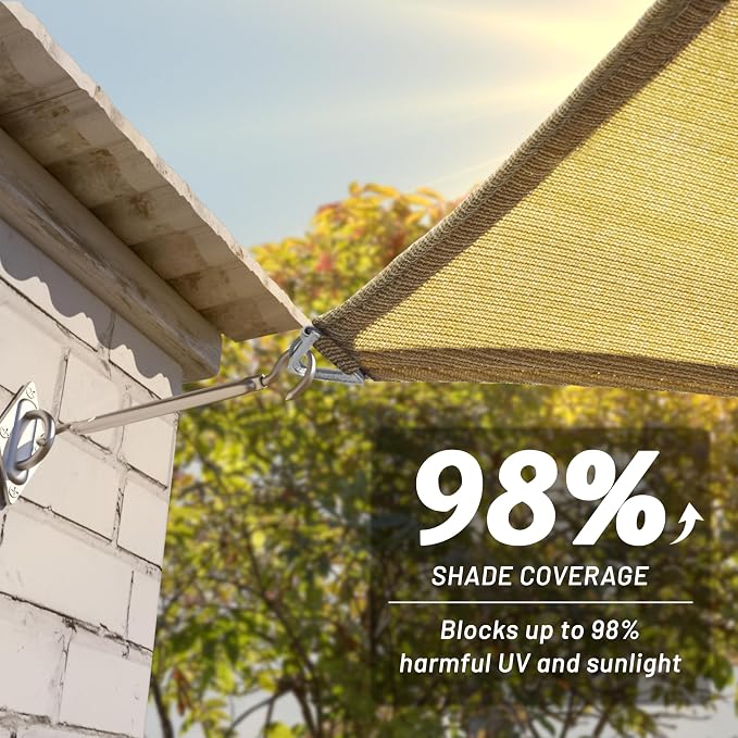 ShadeMart Heavy Duty 12' x 16' Beige Sun Shade Rectangle Pro Ring Shade Sail - Image 5