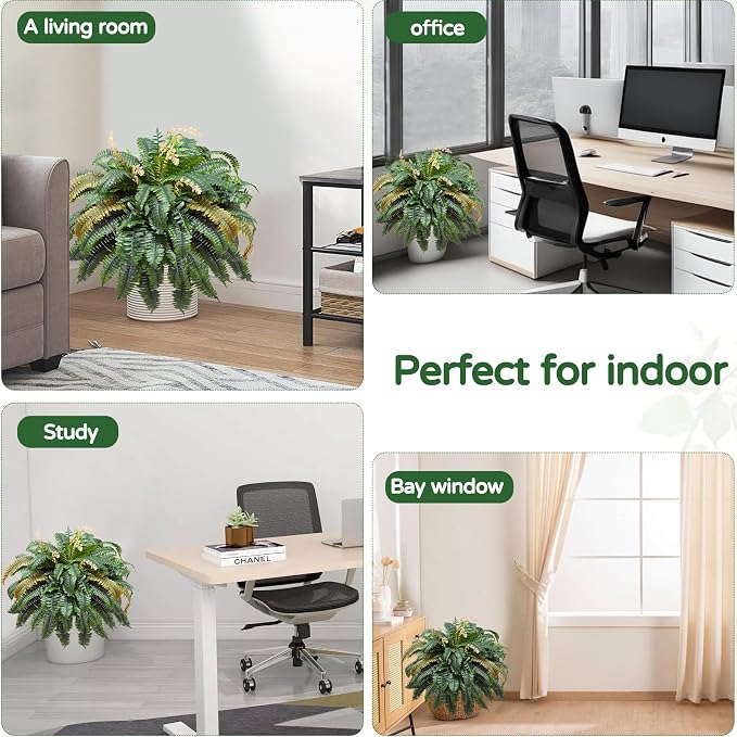 49” Artificial Ferns for Outdoors Planter, 128 Leaves per Fern, Large Lush Fake - Image 5