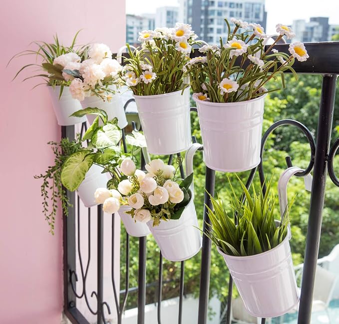 Dahey 10 Pcs Hanging Flower Pots Metal Iron Bucket Planter - Image 5