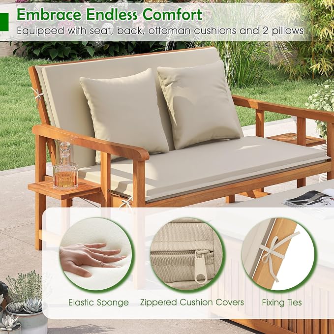 Tangkula Outdoor Acacia Wood Daybed - Image 9