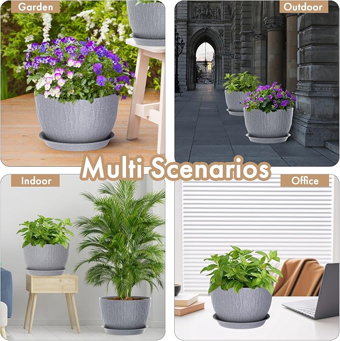 12 Inch Wide Water Ripples Flower Pots - Image 6