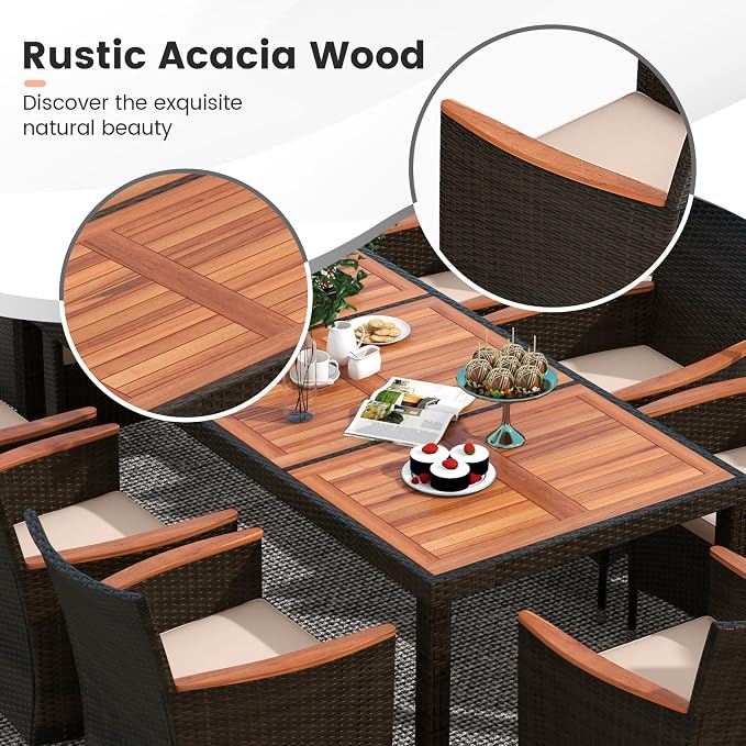 Tangkula 11 Piece Rattan Outdoor Dining Set - Image 2