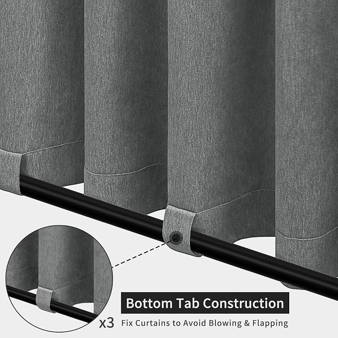 Easy-Going Linen Look Outdoor Curtains Waterproof Windproof Porch Curtains - Image 4