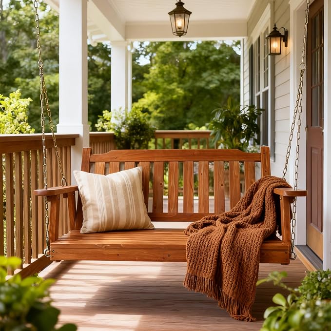 Wooden Porch Swing 2-Seater, Bench Swing - Image 2