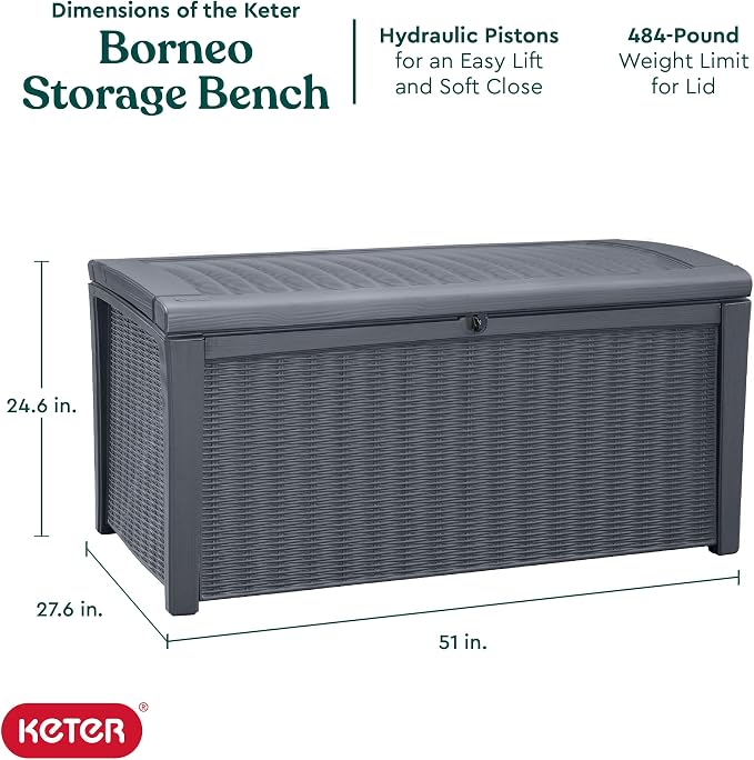 Keter Outdoor Storage Deck Box for Patio, Backyard & Garden, 110 Gal, Organizing - Image 3