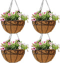 4 Pack 12 Inch Hanging Baskets for Plants Outdoor Metal Hanging Planter Hanging by Qusuxi
