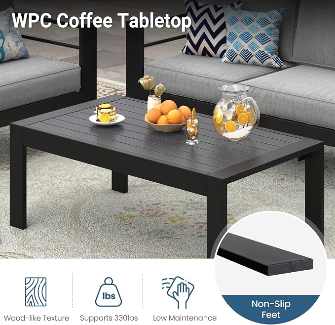Wisteria Lane Aluminum Outdoor Furniture Patio Coffee Table, All-Weather - Image 5