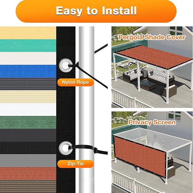 Artpuch 90% Sun Shade Cloth, 6 x 14 FT Pergola Shade Cover Canopy - Image 5