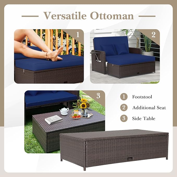 COSTWAY Patio Rattan Daybed - Image 6