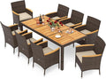Tangkula 9 Pieces Rattan Outdoor Dining Set by TANGKULA
