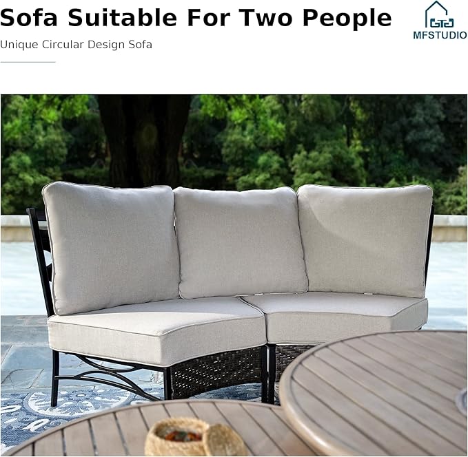 MFSTUDIO Patio Furniture Set, 10 Seats Half-Moon Curved Outdoor Sectional Sofa - Image 2