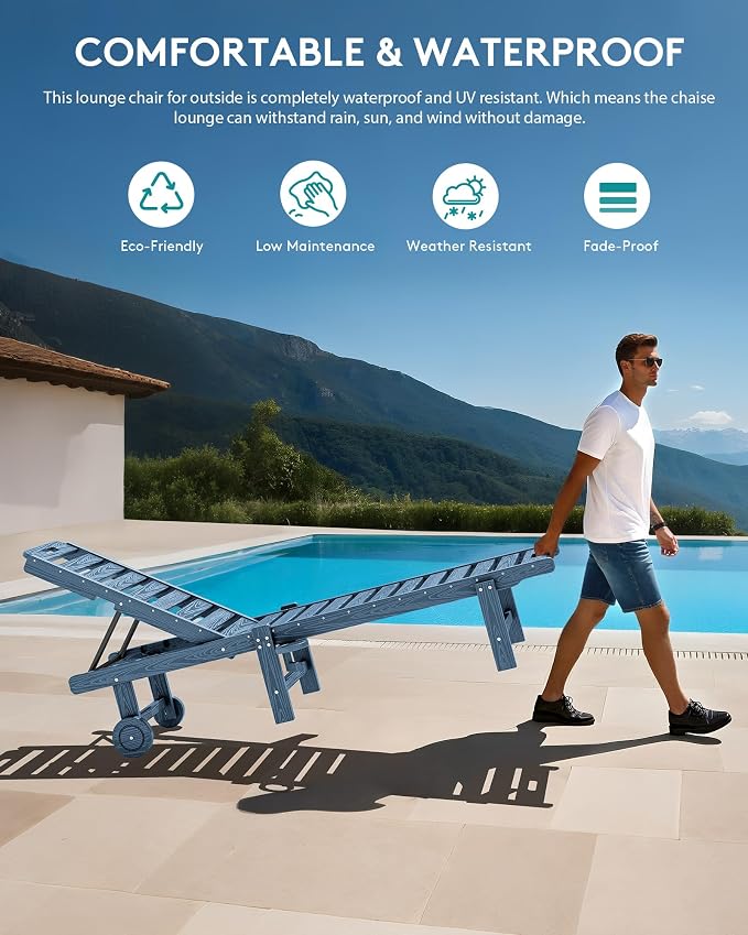 SERWALL Outdoor Chaise Lounge, Patio Chaise Lounge Chair - Image 6