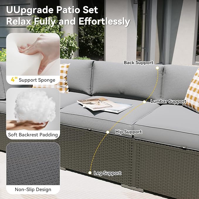 Aoxun Patio Furniture Set, 11 Piece Outdoor Sectional Sofas - Image 2