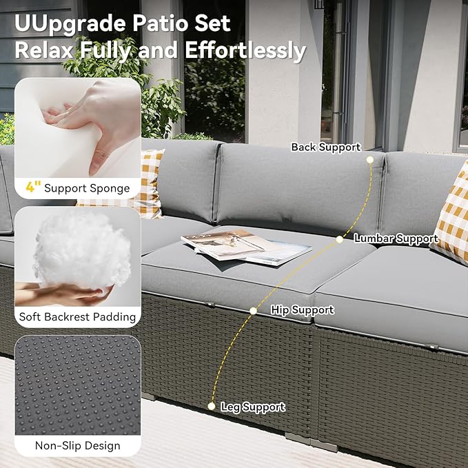 Aoxun Patio Furniture Set with Fire Pit Table, 8 Piece Outdoor Sectional Sofas - Image 3