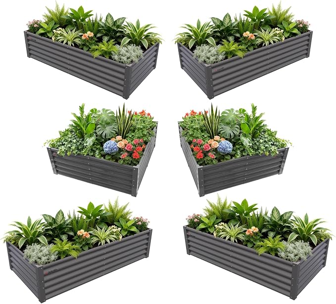 A ANLEOLIFE Set of 6, 18 Inch Tall Quartz Grey Raised Garden Beds Kit, by AAnleolife