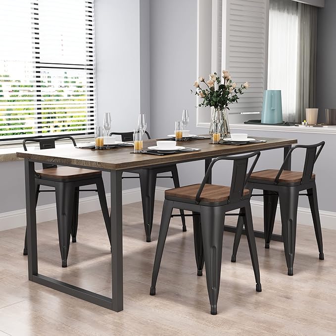 Yongchuang 18" Bar Stools Set of 4 Metal Stackable Short Stools - Image 4