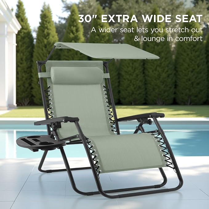 Best Choice Products 30” Wide Folding Zero Gravity Outdoor Recliner Patio - Image 3