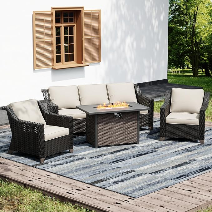 Joyside Wicker Patio Furniture Sets, 4 Pieces Upgraded Large Size Outdoor by Joyside