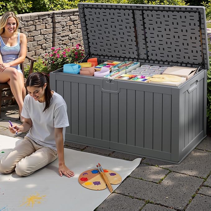 JUMMICO 250 Gallon Outdoor Resin Deck Box - Image 6