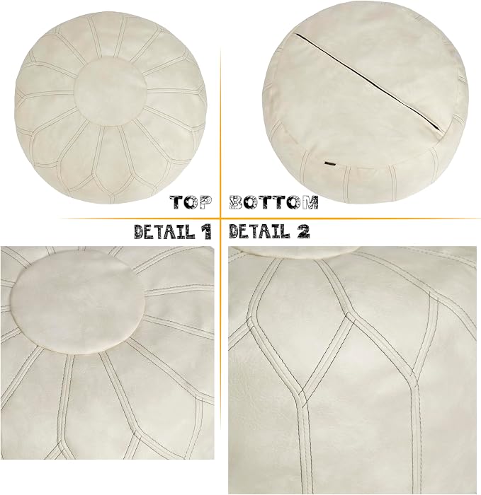 Thgonwid Unstuffed Moroccan Faux Leather Pouf Ottoman - Image 7