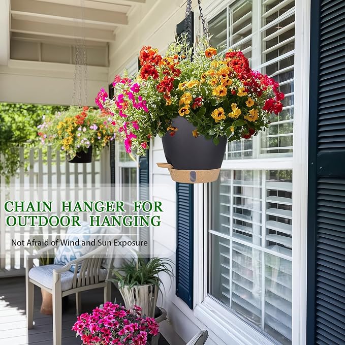 Hanging Planter Self Watering 8 Inch, 2 Pack Hanging Baskets - Image 4