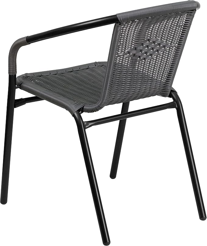 EMMA + OLIVER Set of 4 Modern Rattan Indoor/Outdoor Stack Chairs, Stacking - Image 9