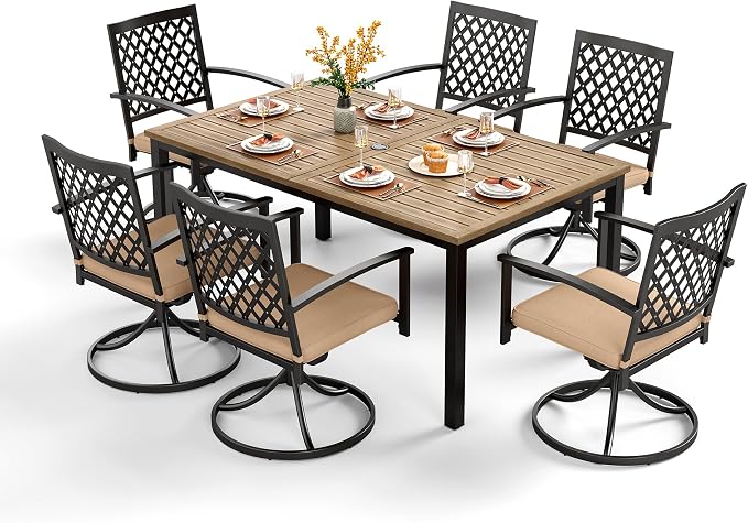 PHI VILLA 7 Pieces Outdoor Dining Set by PHIVILLAThepioneerofcomfortablehouseholdsupplies