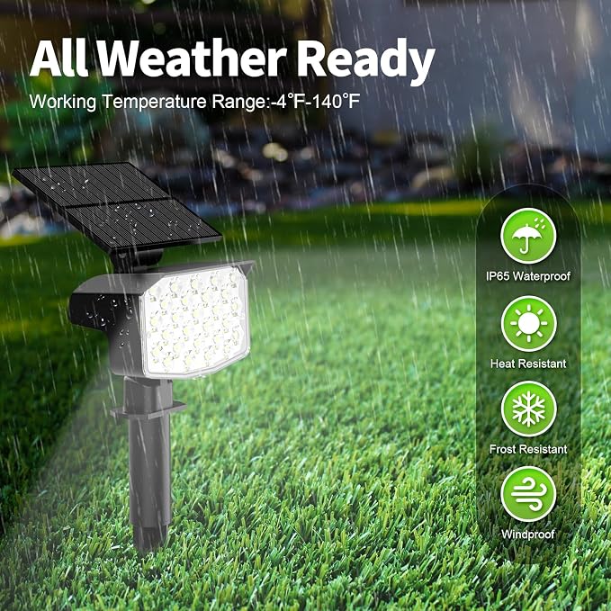 8 Pack Solar Spot Lights Outdoor, Waterproof IP65 Adjustable, 3 Lighting Modes - Image 5
