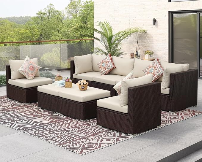 NICESOUL 8 Seat 29.3'' High Back Outdoor Furniture Set, Extra Large Rattan - Image 2