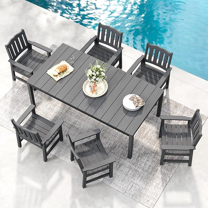 Stoog All-Weather Patio Dining Sets, 7 Pieces Patio Dining Table by Stoog