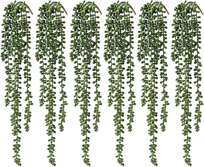 6 Pcs Artificial Succulents Hanging Plants, Fake String of Pearls Greenery by dallisten