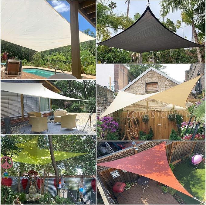 LOVE STORY 20' x 20' x 20' Triangle Blue Sun Shade Sail Canopy UV Block - Image 7