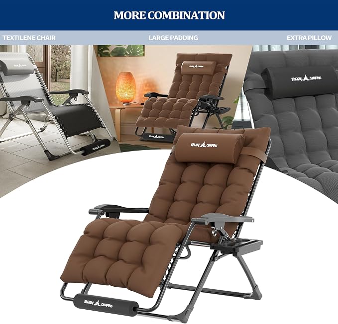UDPATIO Oversized Zero Gravity Chair Set of 2, 29In XL Patio Reclining Chair - Image 4