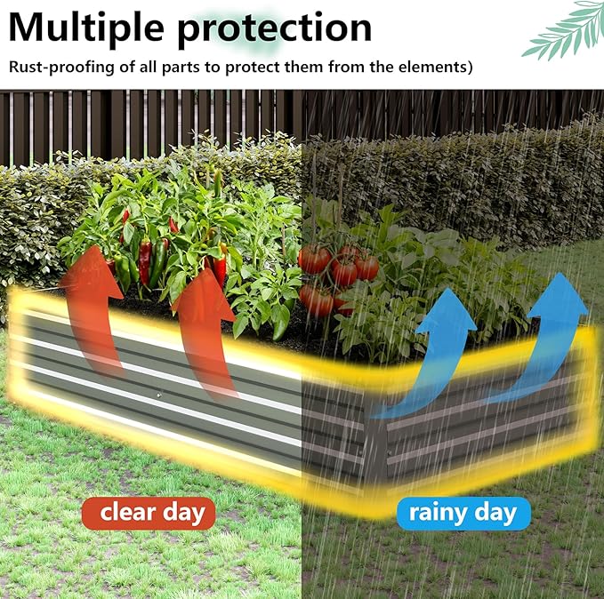 Vengarus 2 Pack 9x3x1FT Galvanized Raised Garden Bed Kit, Outdoor Metal Planter - Image 5