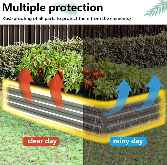 Vengarus 6x3x1FT Galvanized Raised Garden Bed Kit, Outdoor Metal Planter Box - Image 5