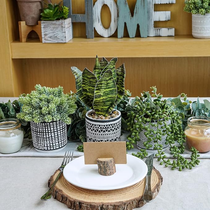 Winlyn 3 Pcs Small Potted Plants Artificial Succulents Hanging Plants and Faux - Image 3