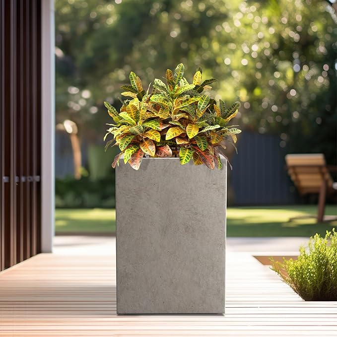Kante 15.7" H Tall Rectangular Concrete Planters, Outdoor Indoor Lightweight - Image 5