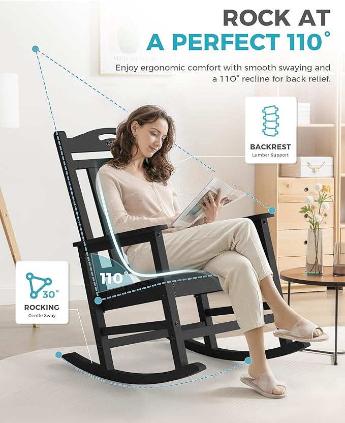 Ciokea Oversized Outdoor Rocking Chairs Set of 2, 380lbs Heavy-Duty Large Patio - Image 5