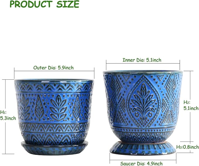 Gepege Beaded Ceramic 6 Inch Planter Set of 2 - Image 2