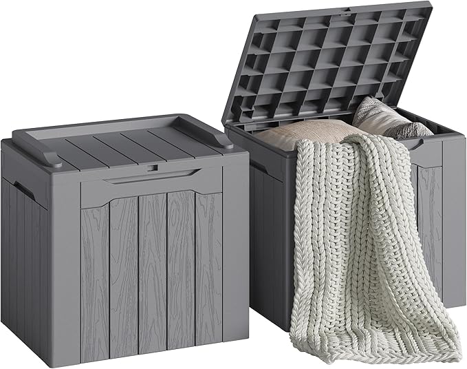 Devoko 30 Gallon Resin Deck Box 2 Pack Outdoor Indoor Waterproof Storage Box by DEVOKO