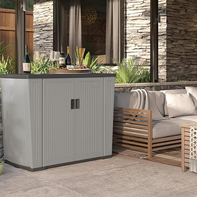 Suncast 130-Gallon Backyard Oasis Basic Unit Lockable Outdoor Storage Cabinet - Image 8