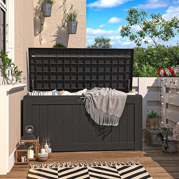 Patiowell 120 Gallon Large Deck Box, Outdoor Lockable Storage Box - Image 3